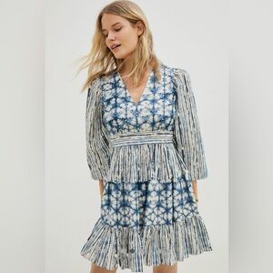 Anthropologie Not So Serious Behati Mini Dress in Blue Motif